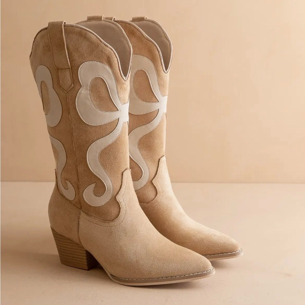 The Bowie | Almond Western Bow Boots